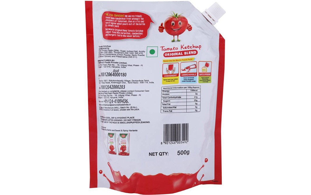 Del Monte Tomato Ketchup Orginal Blend   Pouch  500 grams